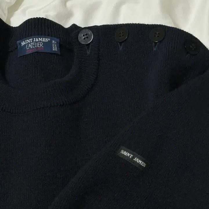 [BUNJANG] Saint James Navy Button Knit / 세인트제임스 네이비 버튼 니트
