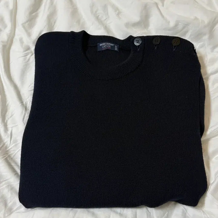 [BUNJANG] Saint James Navy Button Knit / 세인트제임스 네이비 버튼 니트