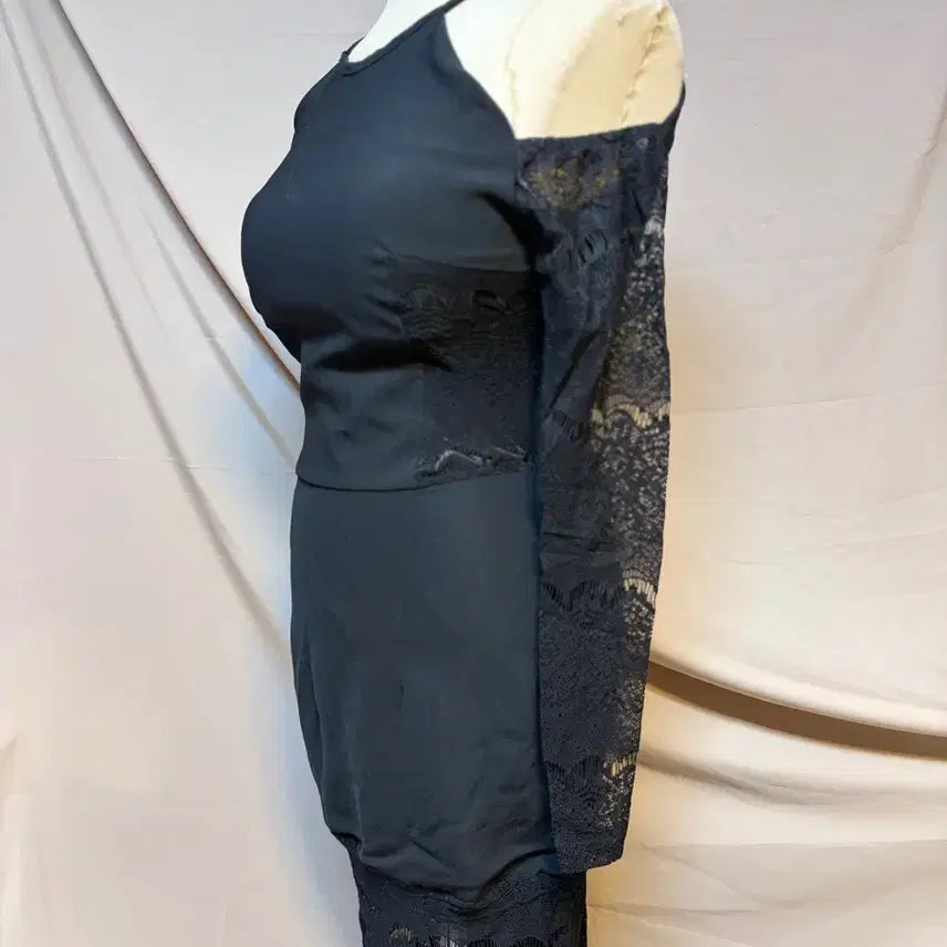 [BUNJANG] Black Lace Long Sleeve Mini Dress - Size S / 블랙 레이스 롱슬리브 미니 원피스S