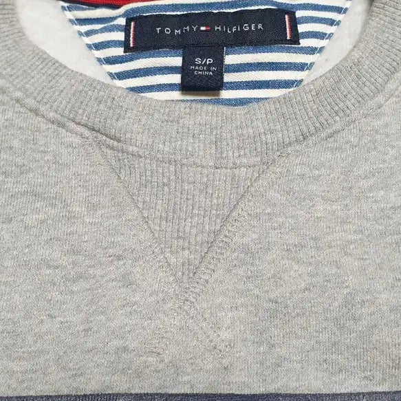 [BUNJANG] Tommy Hilfiger Tricolor Block Crewneck Sweatshirt Gray S / 타미힐피거 로고 맨투맨 회색