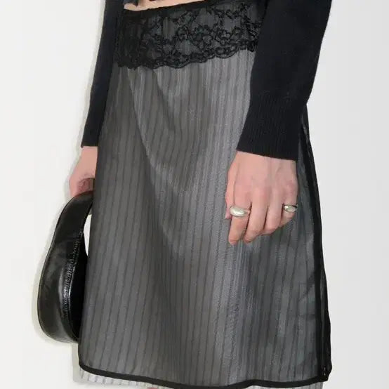 [BUNJANG] Sunburn Project Lace Layered Midi Skirt / 썬번프로젝트 레이스 레이어드 미디스커트