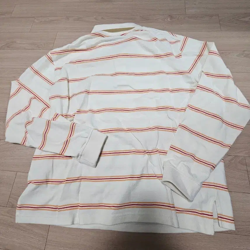[BUNJANG] Setter Stripe Pique Long Sleeve Polo Ivory / 세터 스트라이프 피케 롱슬리브 폴로 아이보리