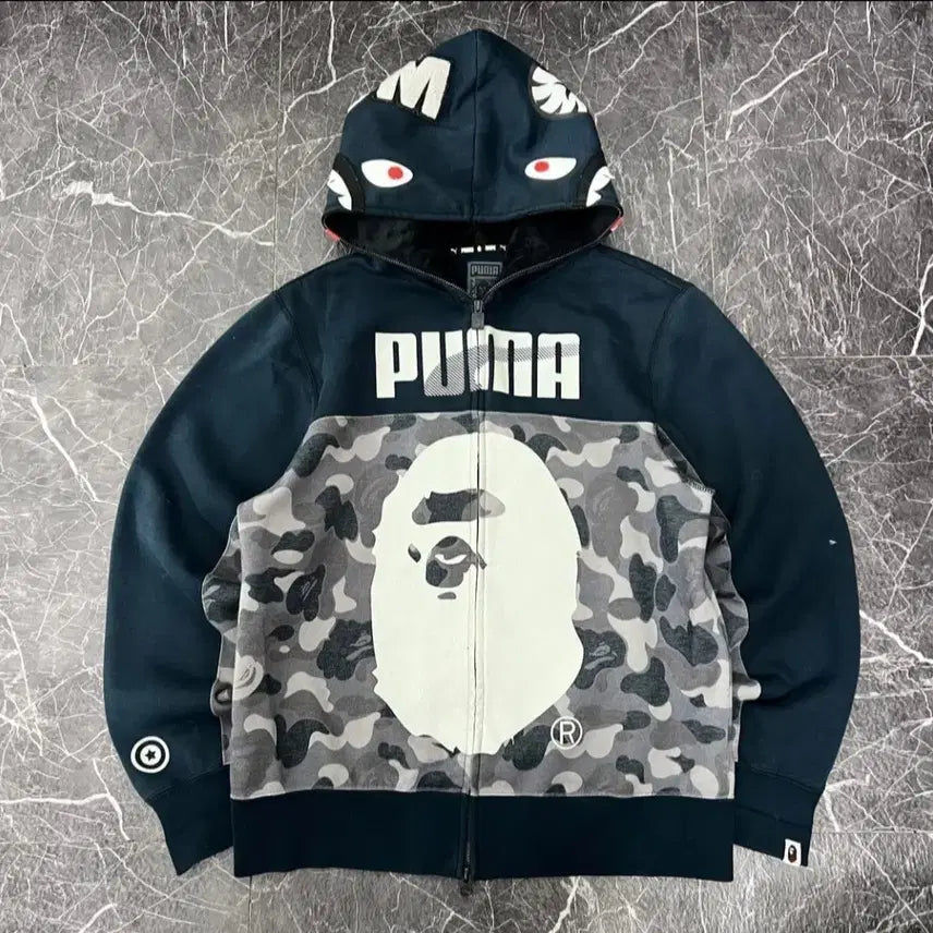 [BUNJANG] BAPE x PUMA Collaboration Camo Hoodie / 베이프 콜라보 후드집업