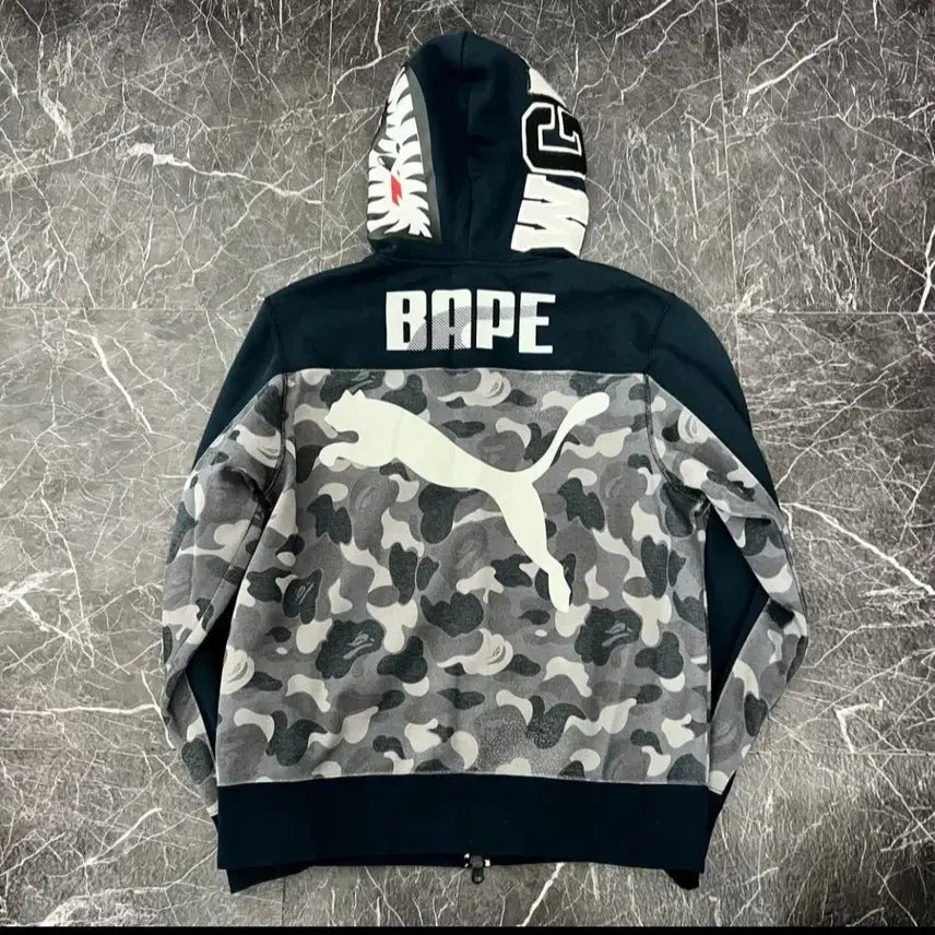 [BUNJANG] BAPE x PUMA Collaboration Camo Hoodie / 베이프 콜라보 후드집업