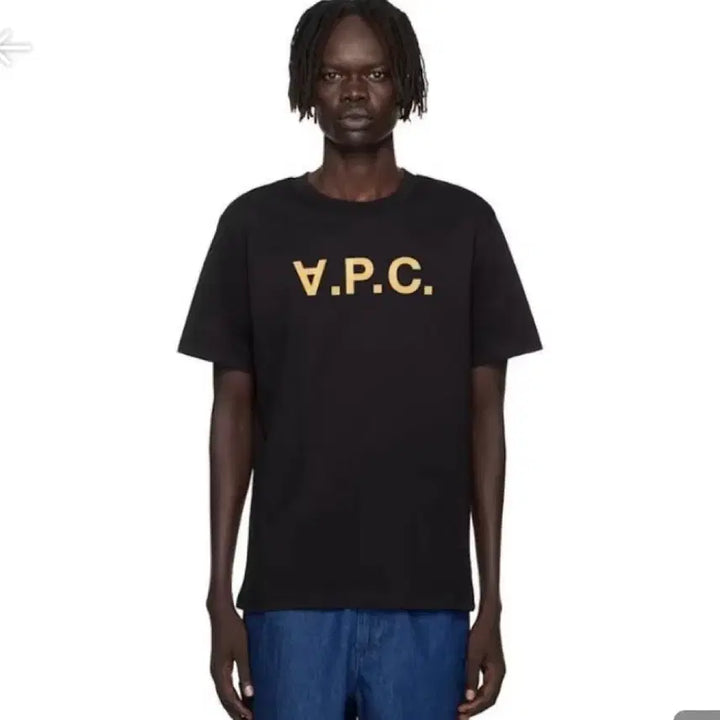 [BUNJANG] A.P.C. Black Velvet Logo T-shirt / 아페쎄 A.P.C. 블랙 금장 로고 반팔 티셔츠 미개봉 새상품 아페세