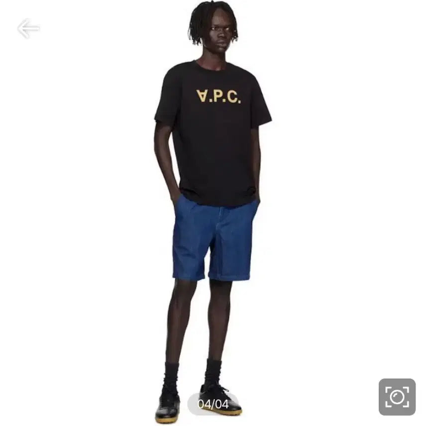[BUNJANG] A.P.C. Black Velvet Logo T-shirt / 아페쎄 A.P.C. 블랙 금장 로고 반팔 티셔츠 미개봉 새상품 아페세