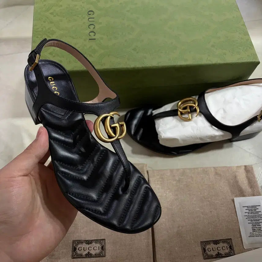 [BUNJANG] Gucci Double G Logo Sandals Black / [새상품]구찌 더블G 로고 샌들 블랙 230,235