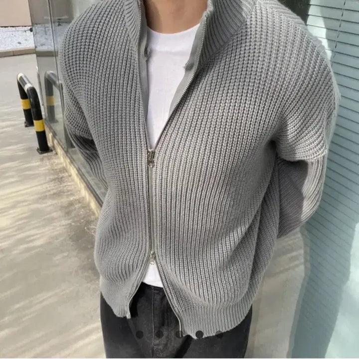 [BUNJANG] Two-Way Zip-Up Cardigan 100-105 Size Grey / 투웨이 집업 가디건 100~105사이즈 그레이