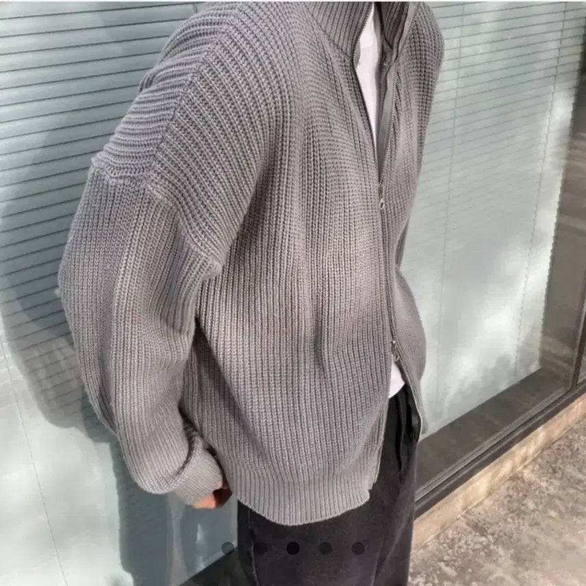 [BUNJANG] Two-Way Zip-Up Cardigan 100-105 Size Grey / 투웨이 집업 가디건 100~105사이즈 그레이