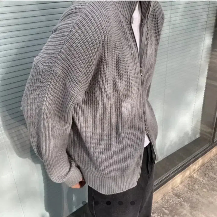 [BUNJANG] Two-Way Zip-Up Cardigan 100-105 Size Grey / 투웨이 집업 가디건 100~105사이즈 그레이
