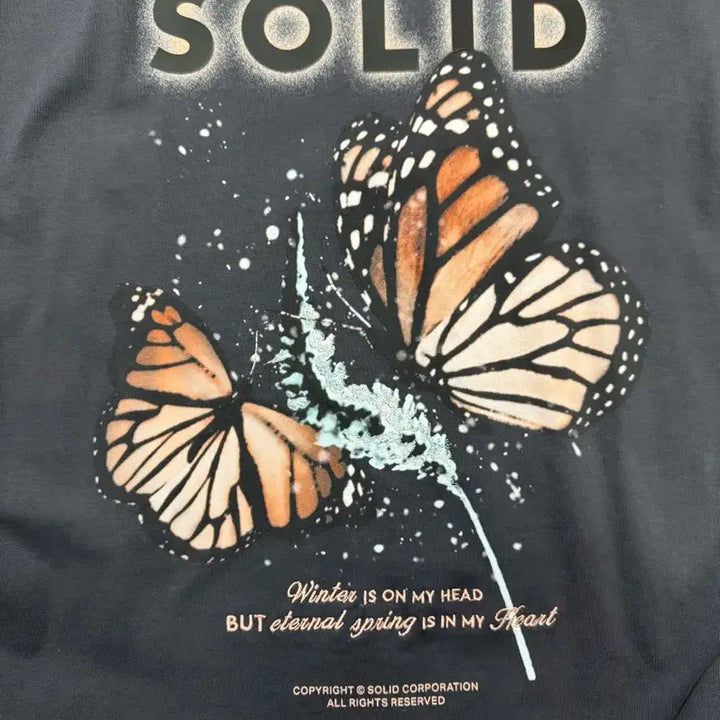 [BUNJANG] Solid Homme Butterfly T-shirt Charcoal Gray / [50] 솔리드옴므 24SS 나비티셔츠 차콜그레이