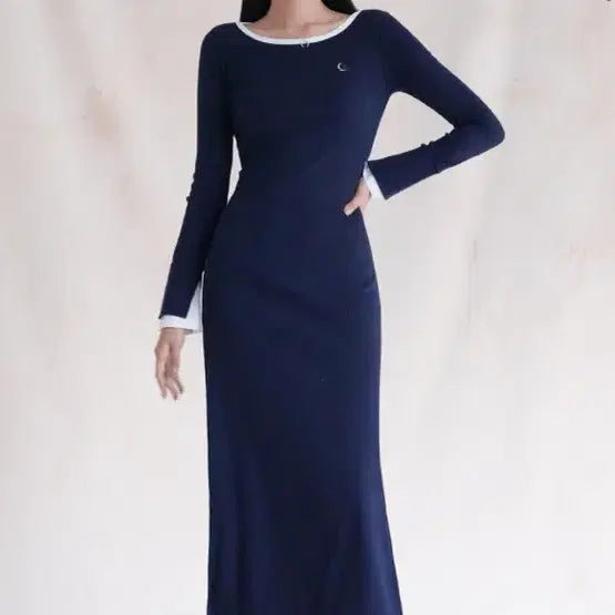 [BUNJANG] UrbanDress Navy Ribbed Knit Long Dress / (무신사) 어반드레스 네이비 롱 원피스