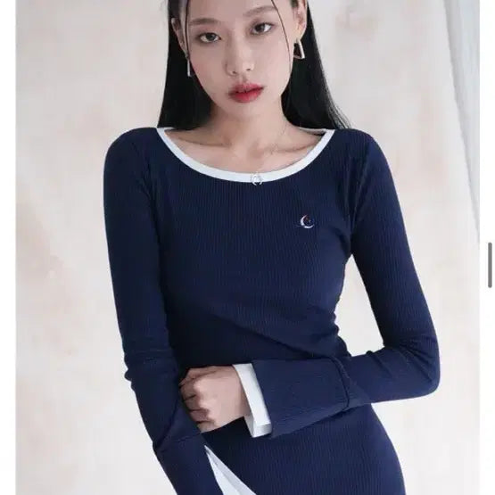 [BUNJANG] UrbanDress Navy Ribbed Knit Long Dress / (무신사) 어반드레스 네이비 롱 원피스