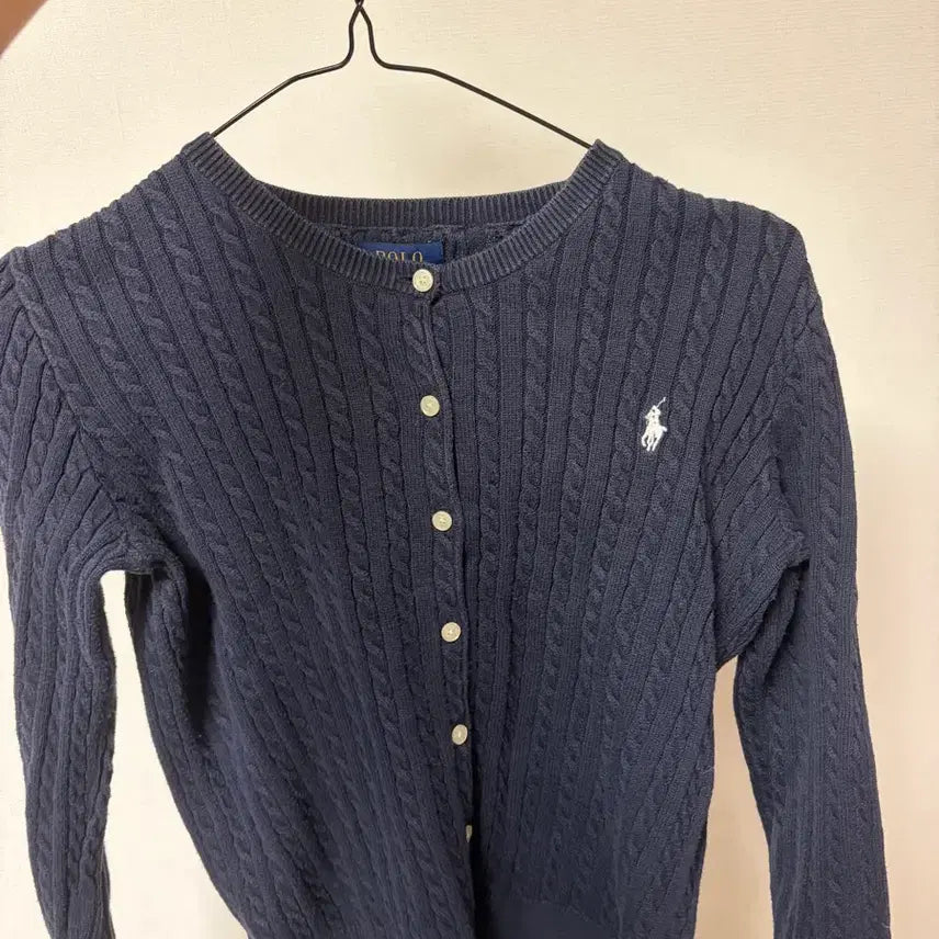 [BUNJANG] Polo Ralph Lauren Navy Cable Knit Cardigan / 폴로 랄프로렌 네이비 꽈배기 가디건