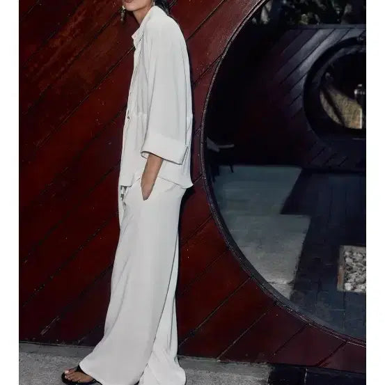 [BUNJANG] Zara Crepe Wide Leg Pants / 자라 크레이프 와이드 레그 팬츠