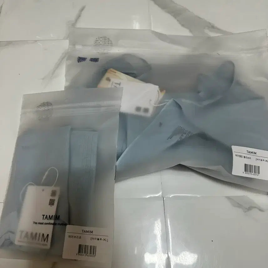 [BUNJANG] Taming Air Gel Fit Bra XL &amp; Air Brief Panty Bundle Set / 타밈 에어젤핏 젤리 브라 에어블루 XL + 에어브리프 팬티 일괄 판매