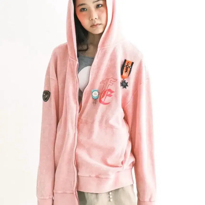 [BUNJANG] Shop Fairy Color Washing Waffle Zip-up Pink / (아일릿 원희 착용) 샵페어리 컬러 워싱 와플 집업 핑크