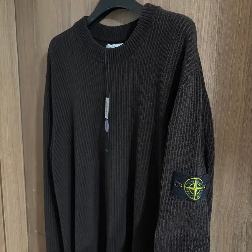 [BUNJANG] Stone Island Wool Sweater Knit Brown / 새상품(L)스톤아일랜드 와펜 로고 울 스웨터 니트 브라운
