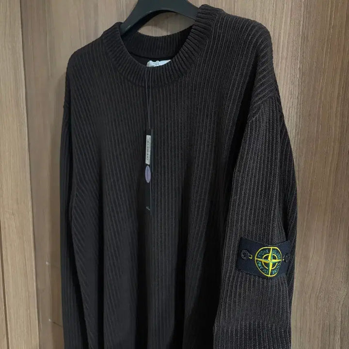 [BUNJANG] Stone Island Wool Sweater Knit Brown / 새상품(L)스톤아일랜드 와펜 로고 울 스웨터 니트 브라운