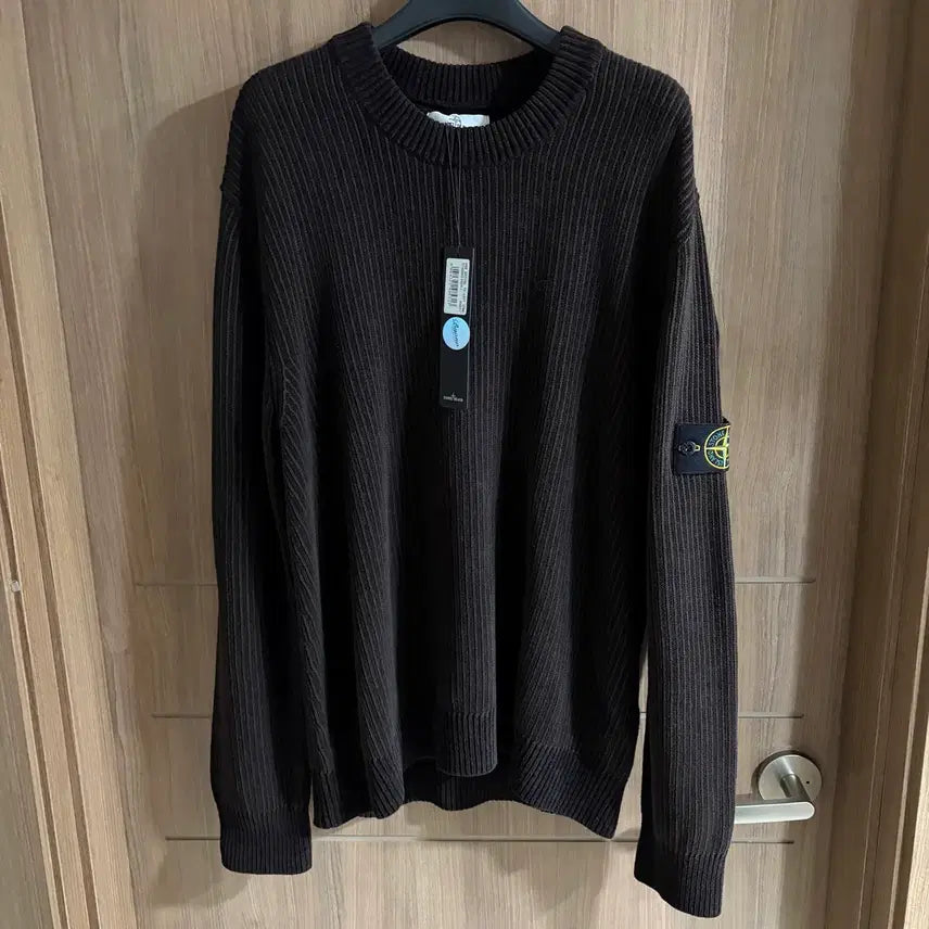 [BUNJANG] Stone Island Wool Sweater Knit Brown / 새상품(L)스톤아일랜드 와펜 로고 울 스웨터 니트 브라운