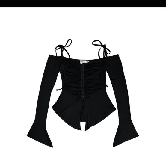 [BUNJANG] New Lins Tinkerbell Off-shoulder Hook Blouse Black / 뉴얼린 팅커벨 오프숄더 후크 블라우스 블랙