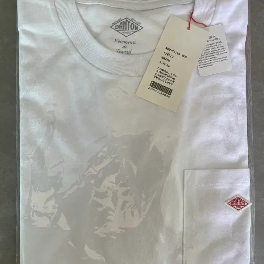 [BUNJANG] DANTON Plain Short Sleeve Pocket T-shirt White / 단톤 플레인 숏슬리브 포켓 티셔츠 화이트 [M,XL]