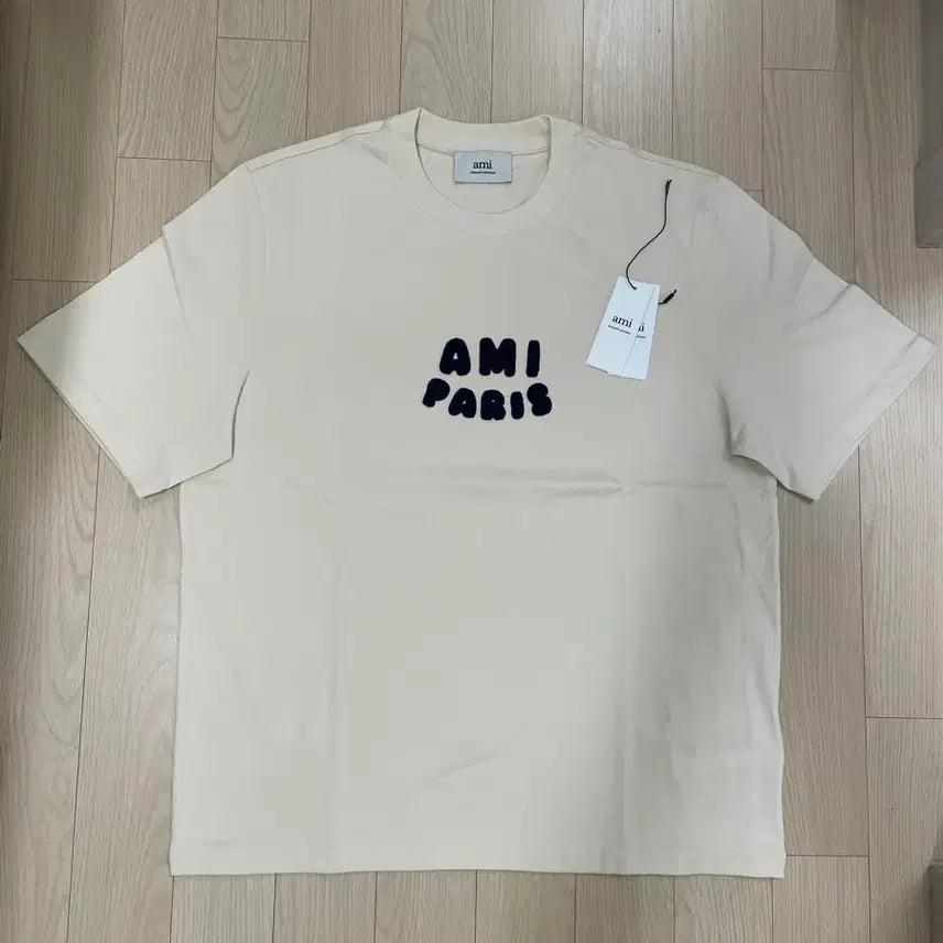 [BUNJANG] Ami Lettering Short Sleeve T-Shirt Beige L / [시착 1회] 아미 ami 블랙 레터링 반팔 베이지 L
