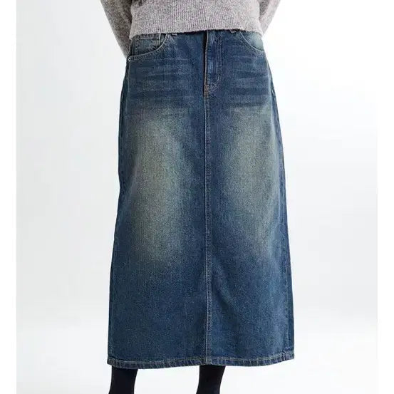 [BUNJANG] Spao Denim Long Skirt Vintage / 스파오 데님 롱 스커트 워싱 빈티지