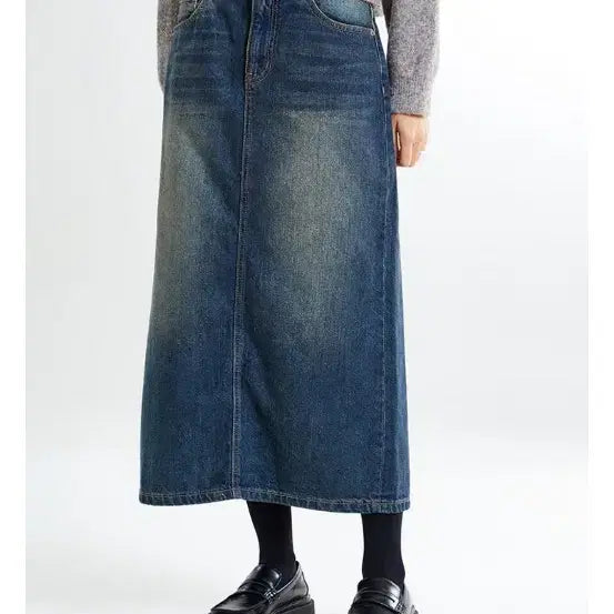 [BUNJANG] Spao Denim Long Skirt Vintage / 스파오 데님 롱 스커트 워싱 빈티지