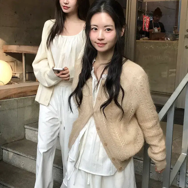 [BUNJANG] Archive J2U Mohair Cardigan Beige / 아카이브제이투유 모헤어 스카시 가디건 베이지