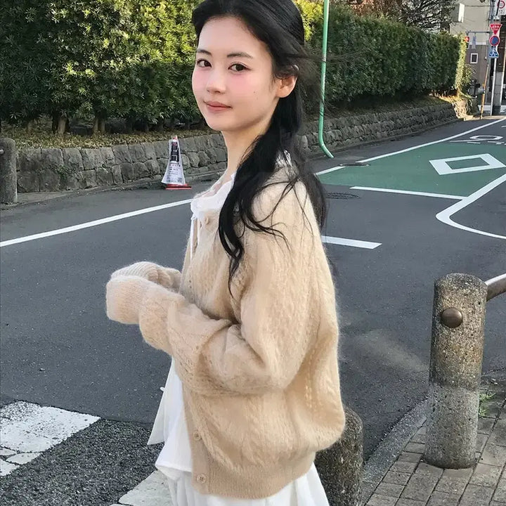 [BUNJANG] Archive J2U Mohair Cardigan Beige / 아카이브제이투유 모헤어 스카시 가디건 베이지