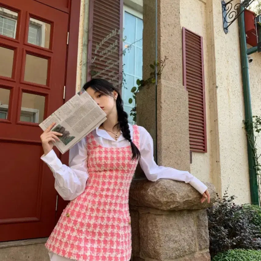 [BUNJANG] Seo Cookie Strawberry Tweed Dress S / 서쿠키 스트로베리 트위드 원피스 S