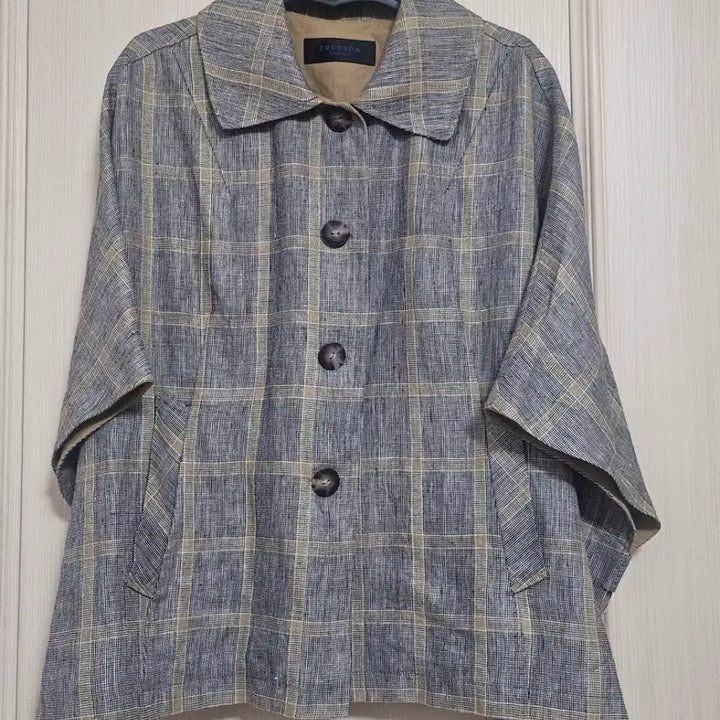 [BUNJANG] Cresong Check Linen 100% Jacket / 크레송 체크 린넨100% 자켓