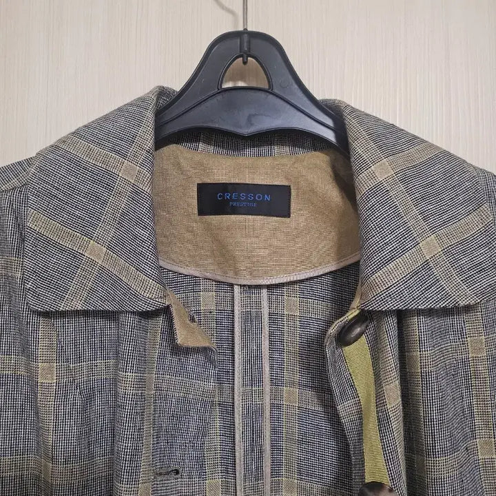 [BUNJANG] Cresong Check Linen 100% Jacket / 크레송 체크 린넨100% 자켓