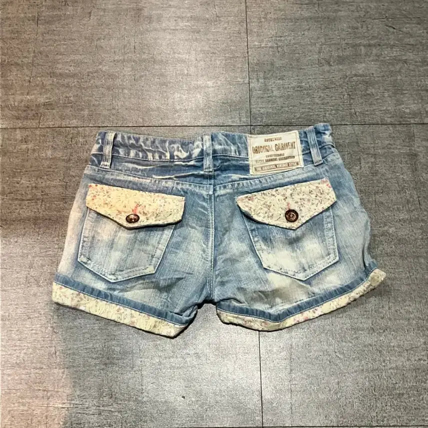 [SOLD OUT] 일본 빈티지 garment 핀터 y2k 페어리 플라워 데님 숏팬츠 반바지