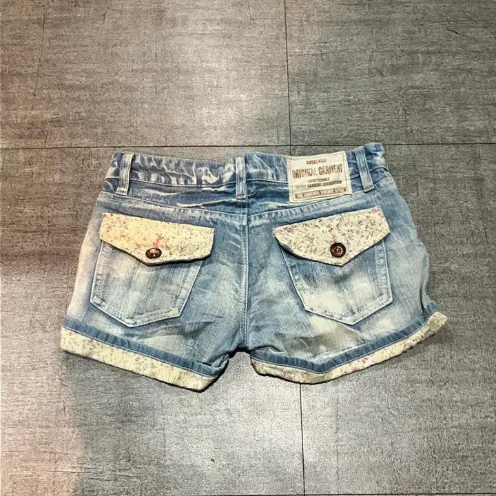 [SOLD OUT] 일본 빈티지 garment 핀터 y2k 페어리 플라워 데님 숏팬츠 반바지