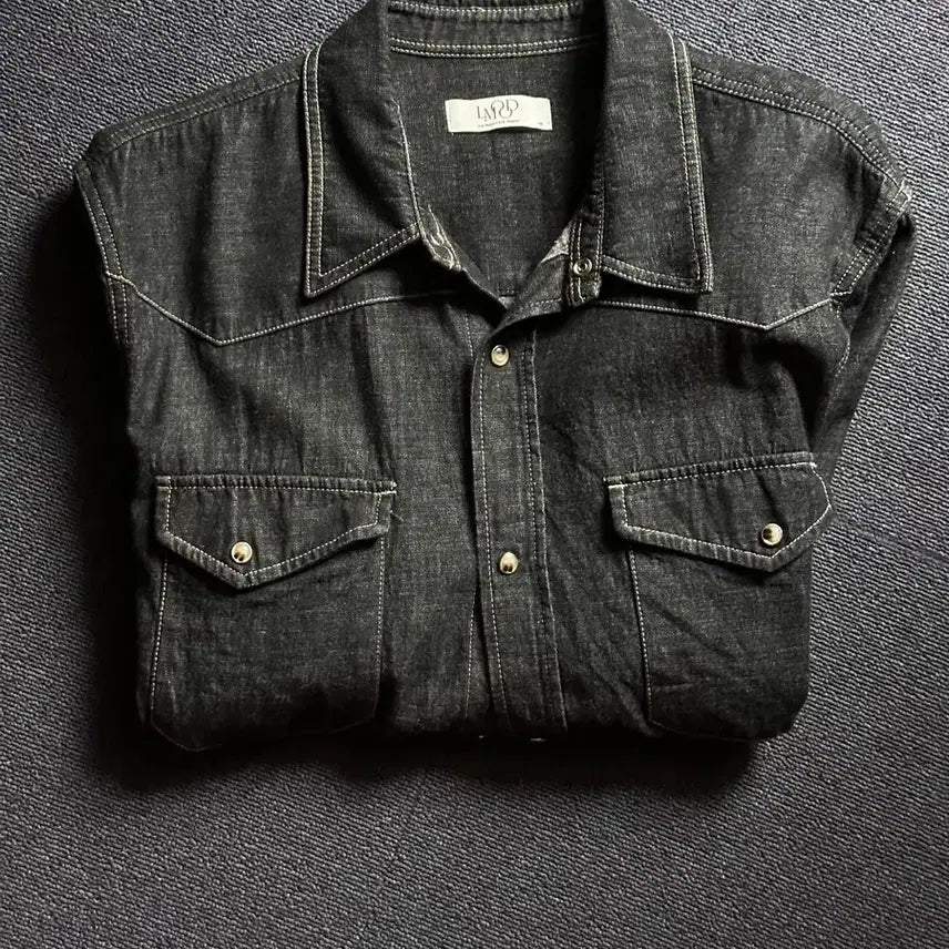 [BUNJANG] LMOOD Terry Indigo Denim Shirt Indigo Blue / LMOOD/  테리 인디고 데님 셔츠 INDIGO BLUE / 48