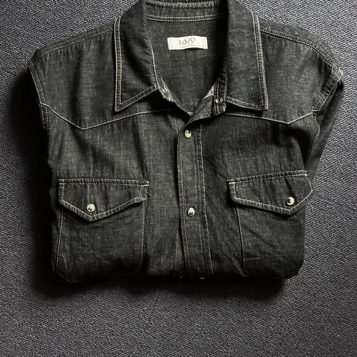 [BUNJANG] LMOOD Terry Indigo Denim Shirt Indigo Blue / LMOOD/  테리 인디고 데님 셔츠 INDIGO BLUE / 48