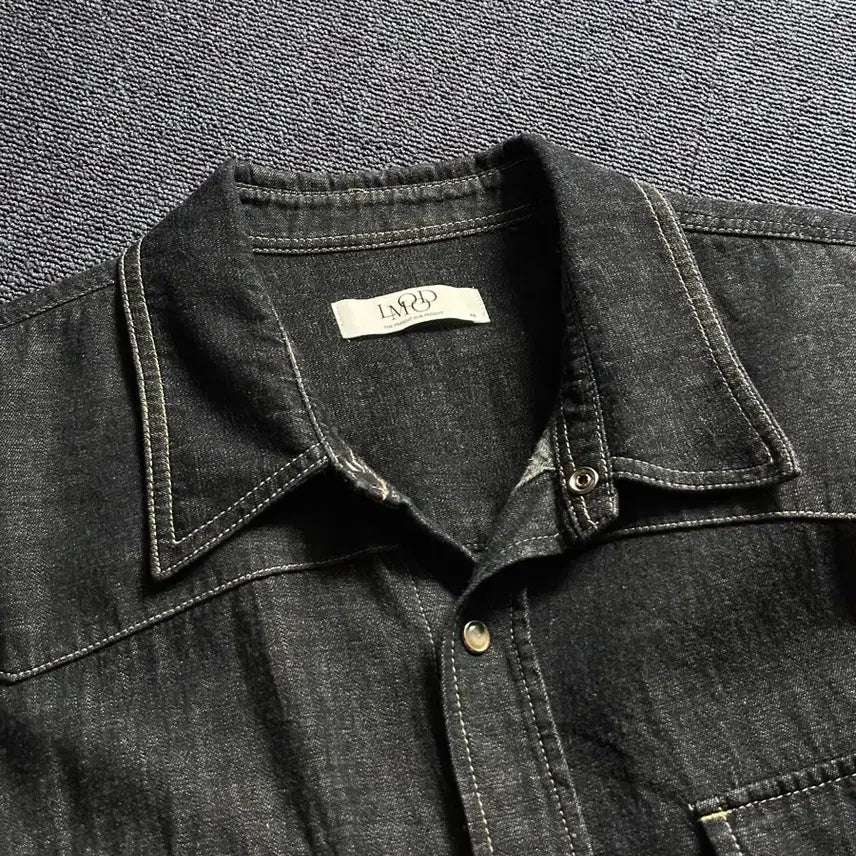 [BUNJANG] LMOOD Terry Indigo Denim Shirt Indigo Blue / LMOOD/  테리 인디고 데님 셔츠 INDIGO BLUE / 48