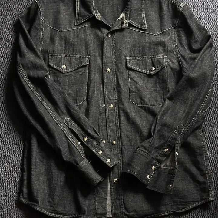 [BUNJANG] LMOOD Terry Indigo Denim Shirt Indigo Blue / LMOOD/  테리 인디고 데님 셔츠 INDIGO BLUE / 48