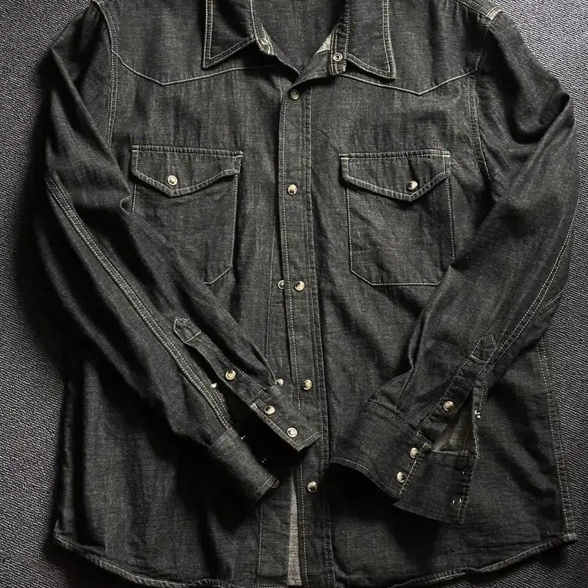 [BUNJANG] LMOOD Terry Indigo Denim Shirt Indigo Blue / LMOOD/  테리 인디고 데님 셔츠 INDIGO BLUE / 48