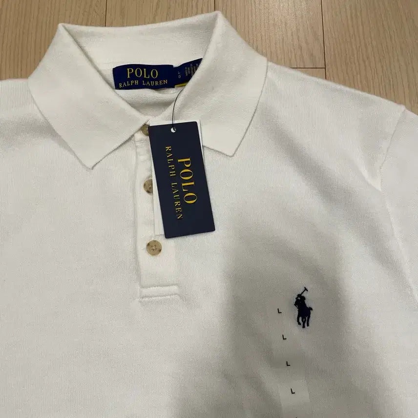 [SOLD OUT] [새제품] 폴로 랄프로렌 코튼 반팔카라니트 화이트 L