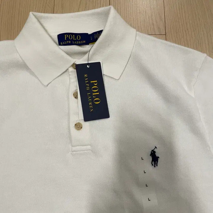 [SOLD OUT] [새제품] 폴로 랄프로렌 코튼 반팔카라니트 화이트 L