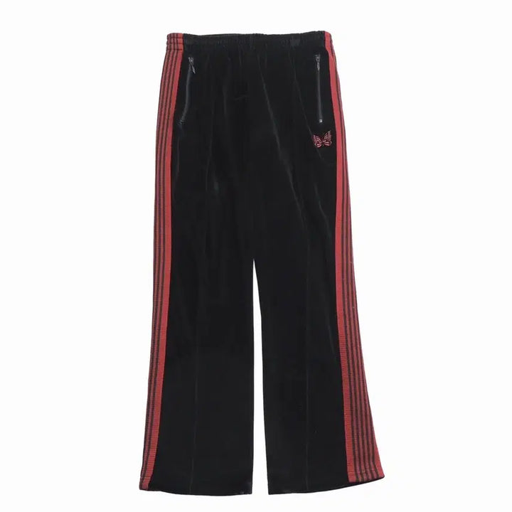 [BUNJANG] Needles Velour Track Pants Narrow Fit Red Butterfly Embroidery Black/Red M / Needles 니들스 벨로아 트랙팬츠 블랙 레드 - M사이즈