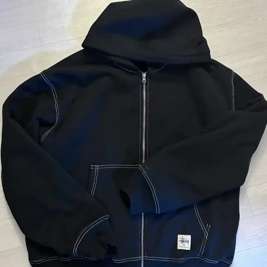 [SOLD OUT] 스투시 블랙 스티치 후드 집업