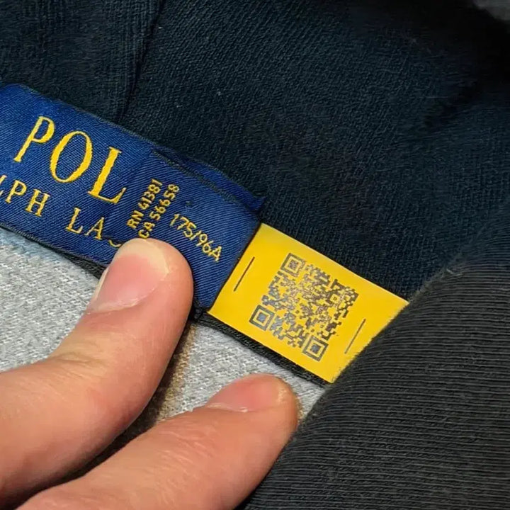 [BUNJANG] Polo Ralph Lauren QR Tab New Model Hoodie Deep Grey / 폴로 랄프로렌 큐알탭 신형 후드집업 딥그레이