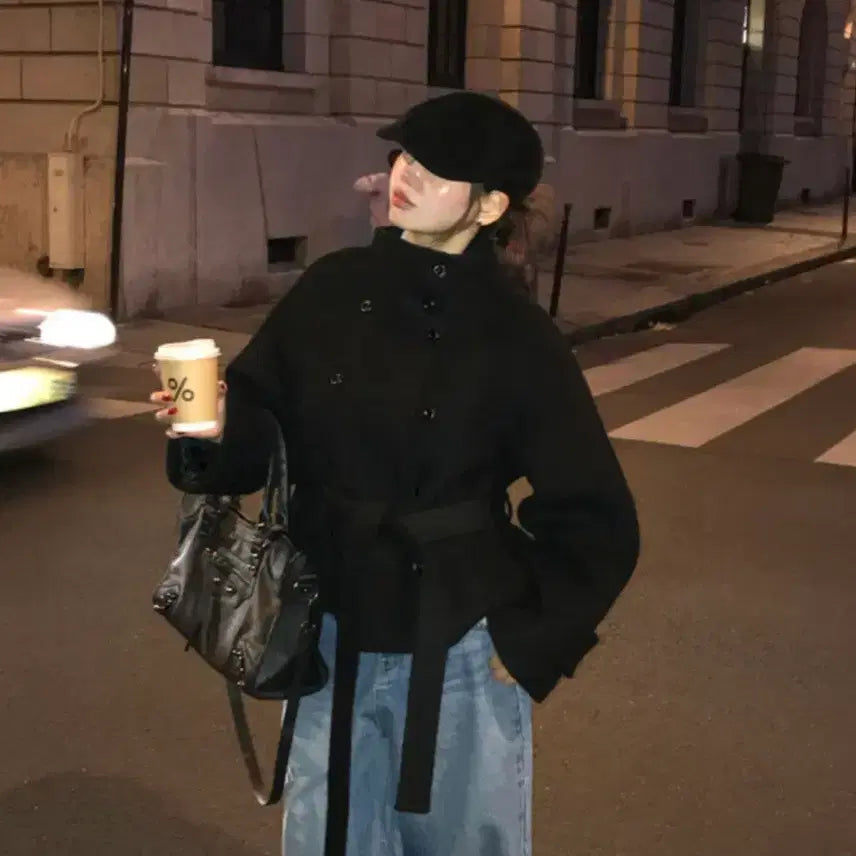 [BUNJANG] Vadele Wool 90% Short Coat / 베이델리 베이델리 울90% 허리끈 울 숏 코트