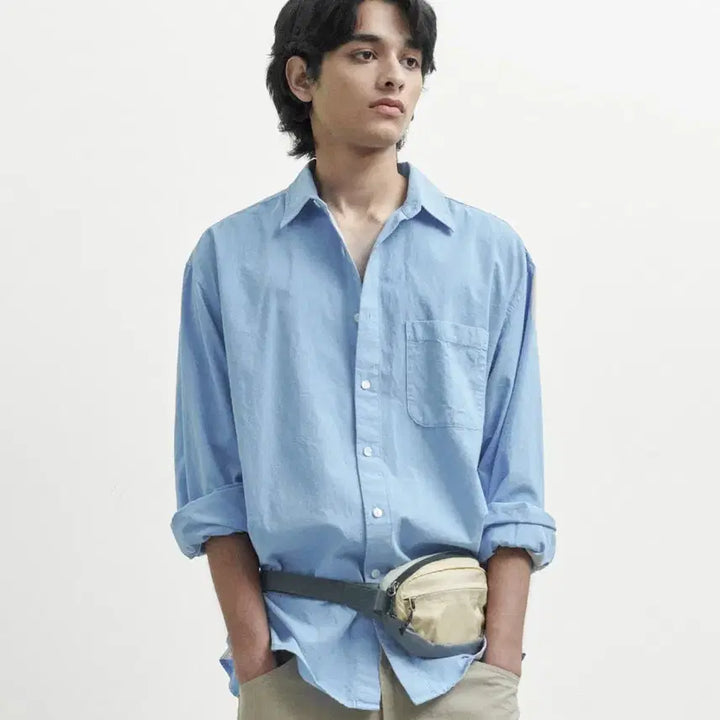 [BUNJANG] Brown Yak 26SS Washed Shirt Blue / 브라운야드 26SS 워시드셔츠 블루6