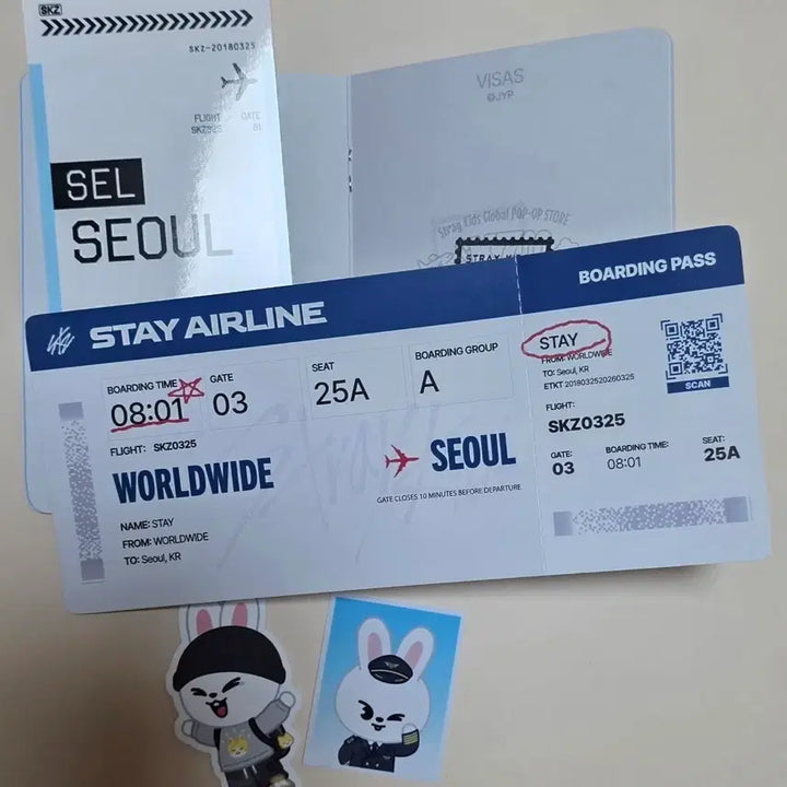 [SOLD OUT] 스키즈 팝업 특전 리빗 스티커 승민 큐알 비행기표