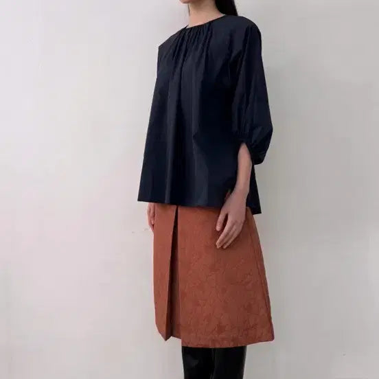 [BUNJANG] POCOFOSCA Tie Blouse Navy / 포코포스카 타이블라우스 네이비